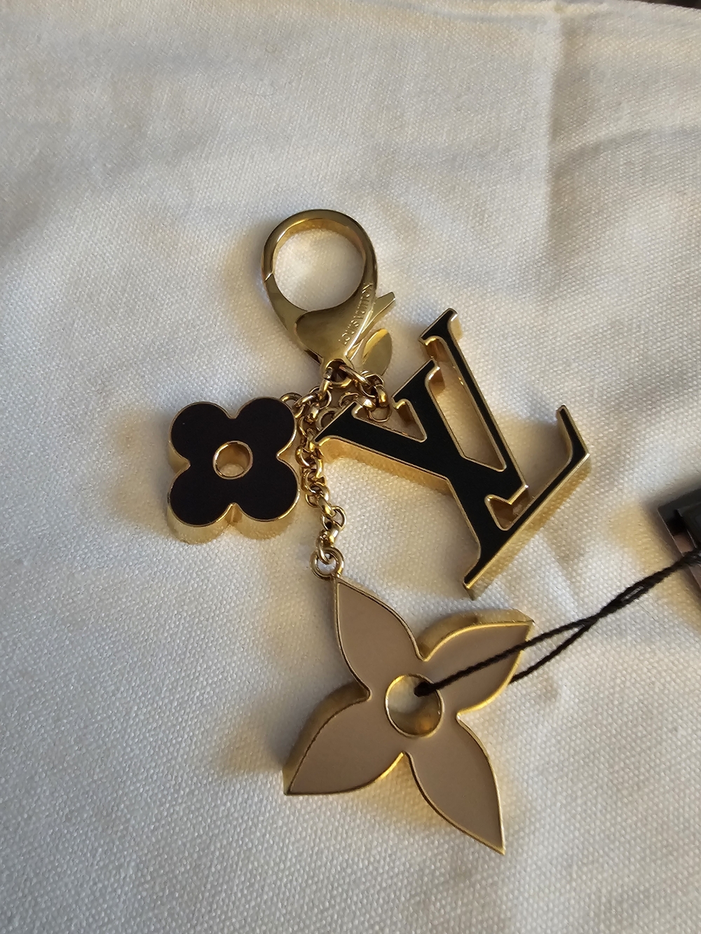 Louis Vuitton Gold and Black Monogram Flower Key Charm